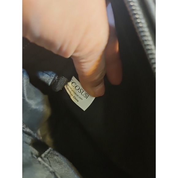 ECOSUSI Black Faux Leather Mini Backpack Convertible Straps Flap Pocket - Picture 7 of 13